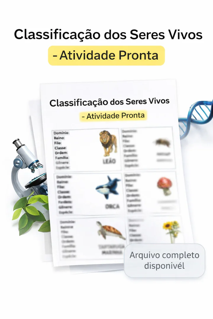 Atividade de classificação dos seres vivos | Tá Pronto
