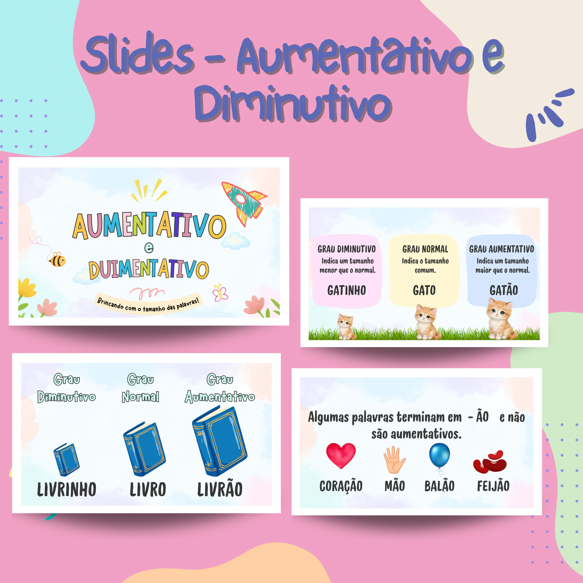 Aumentativo e Diminutivo - Apresentação de Sl... | Tá Pronto